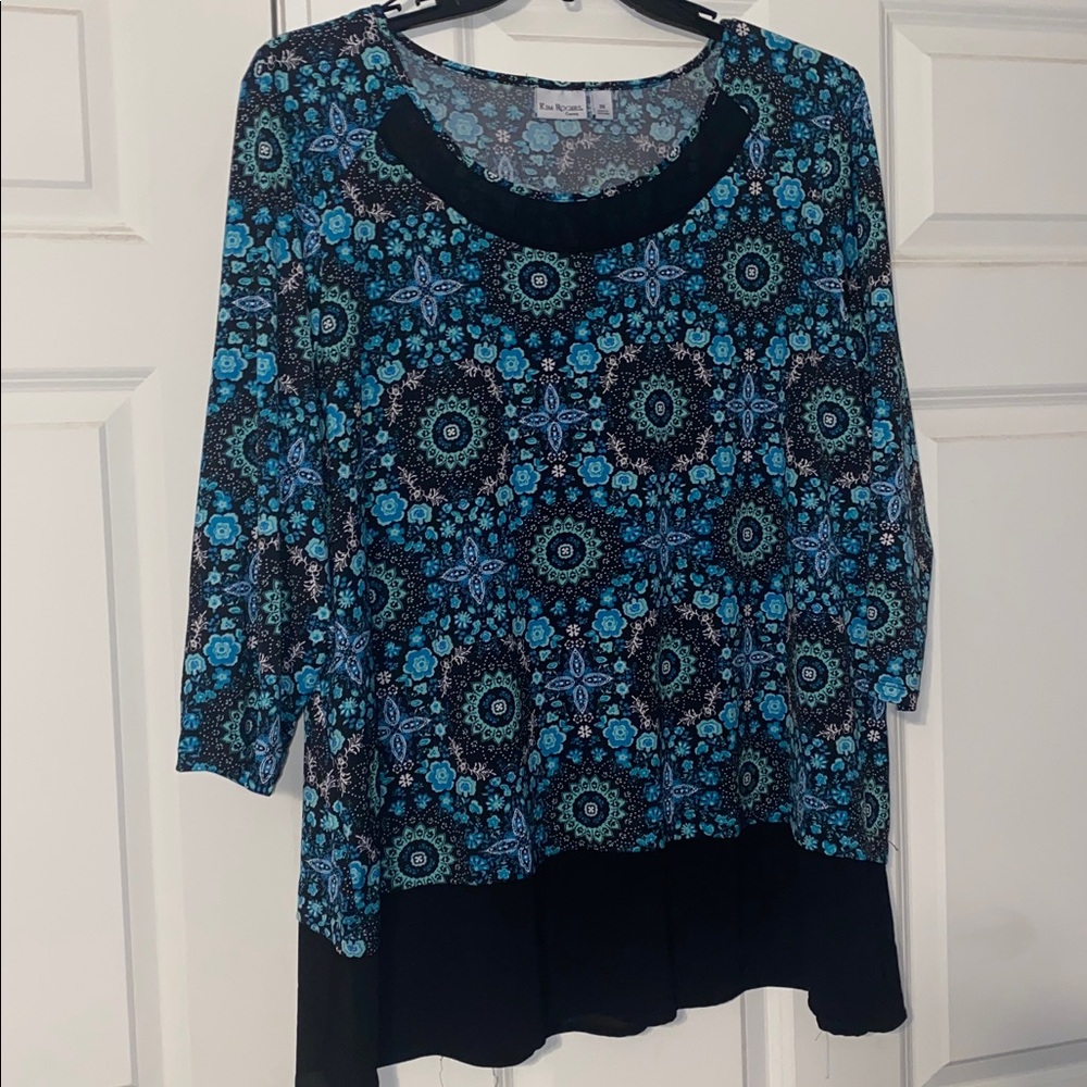Kim Rogers Tunic 3/4 Sleeve Blouse Size 3X